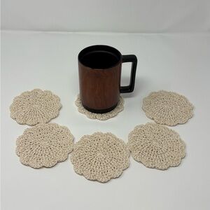 Cream Crochet Coasters (Set of 6)